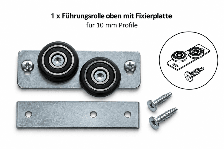 Bild von Führungsrolle oben mit Fixierplatte für 10 mm Profile