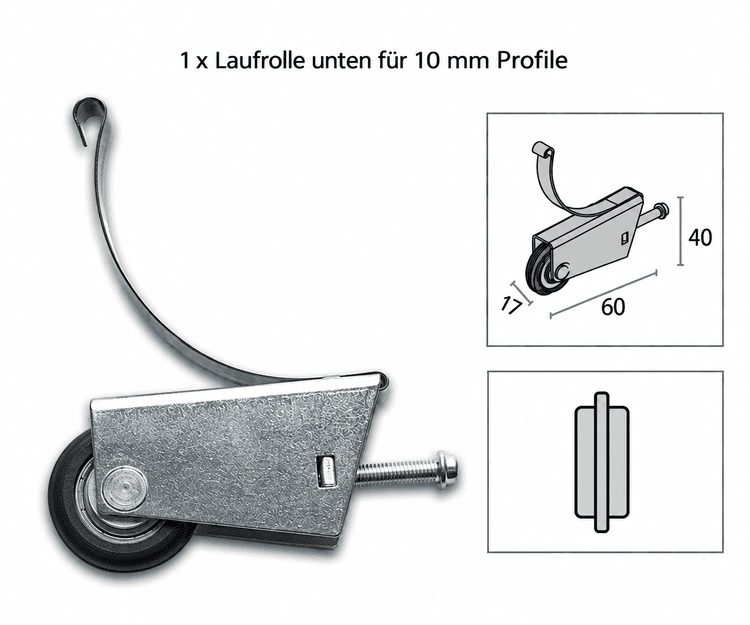 Bild von Laufrolle unten für 10 mm Profile