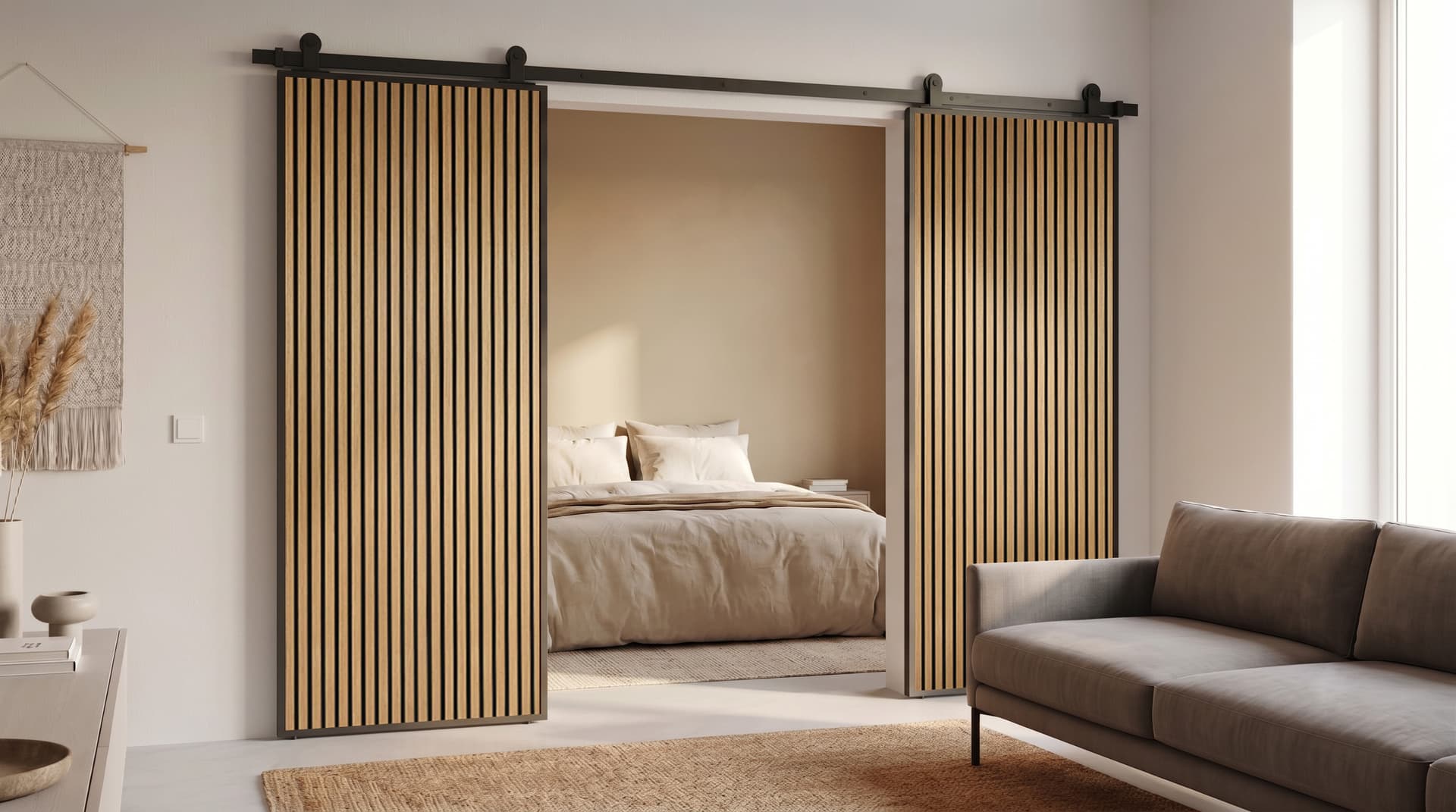 bild von Lovo Lamellenschiebetür auf Maß Doppelschiebetür im Loftstil